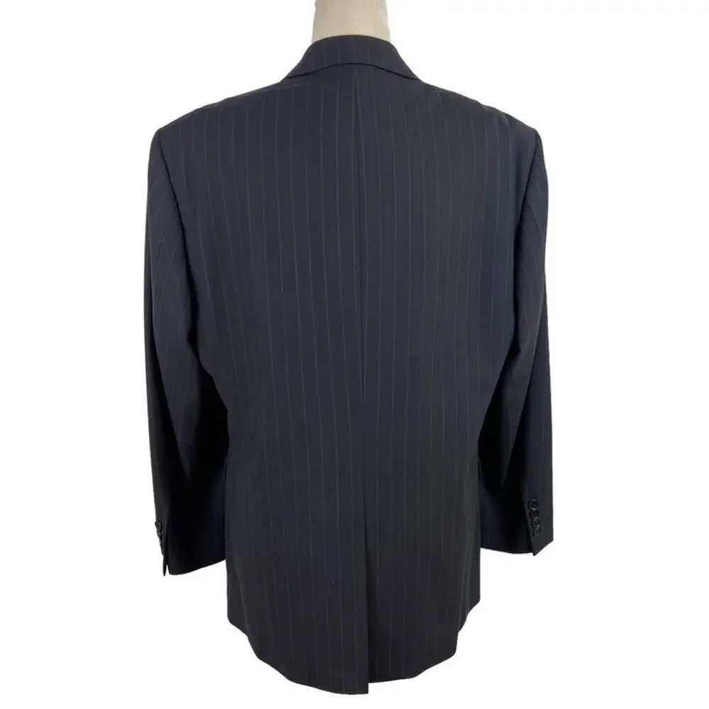 Brooks Brothers Men's Stretch Dark Blue Striped Blazer Jacket Size EU41 Short